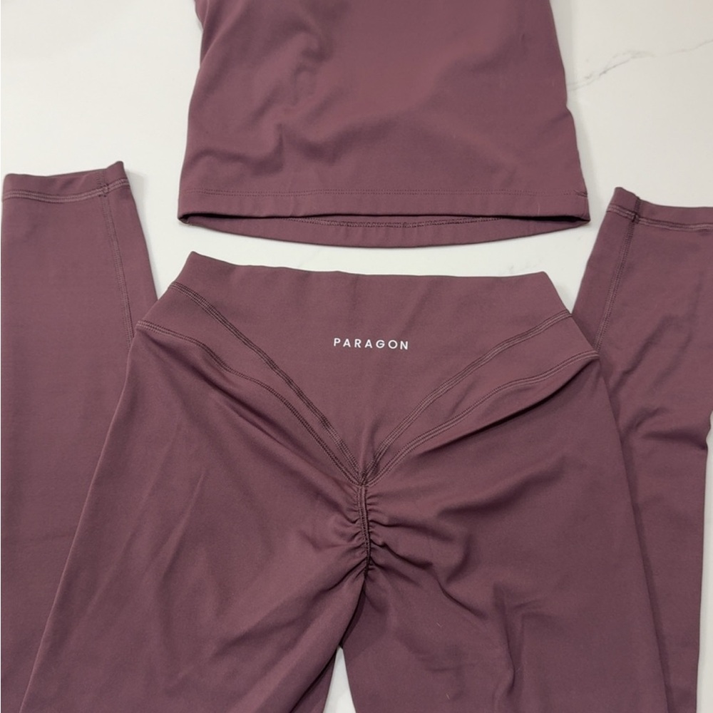 PARAGON cherry cola studio top and icon sculptseam Leggings medium both top set
